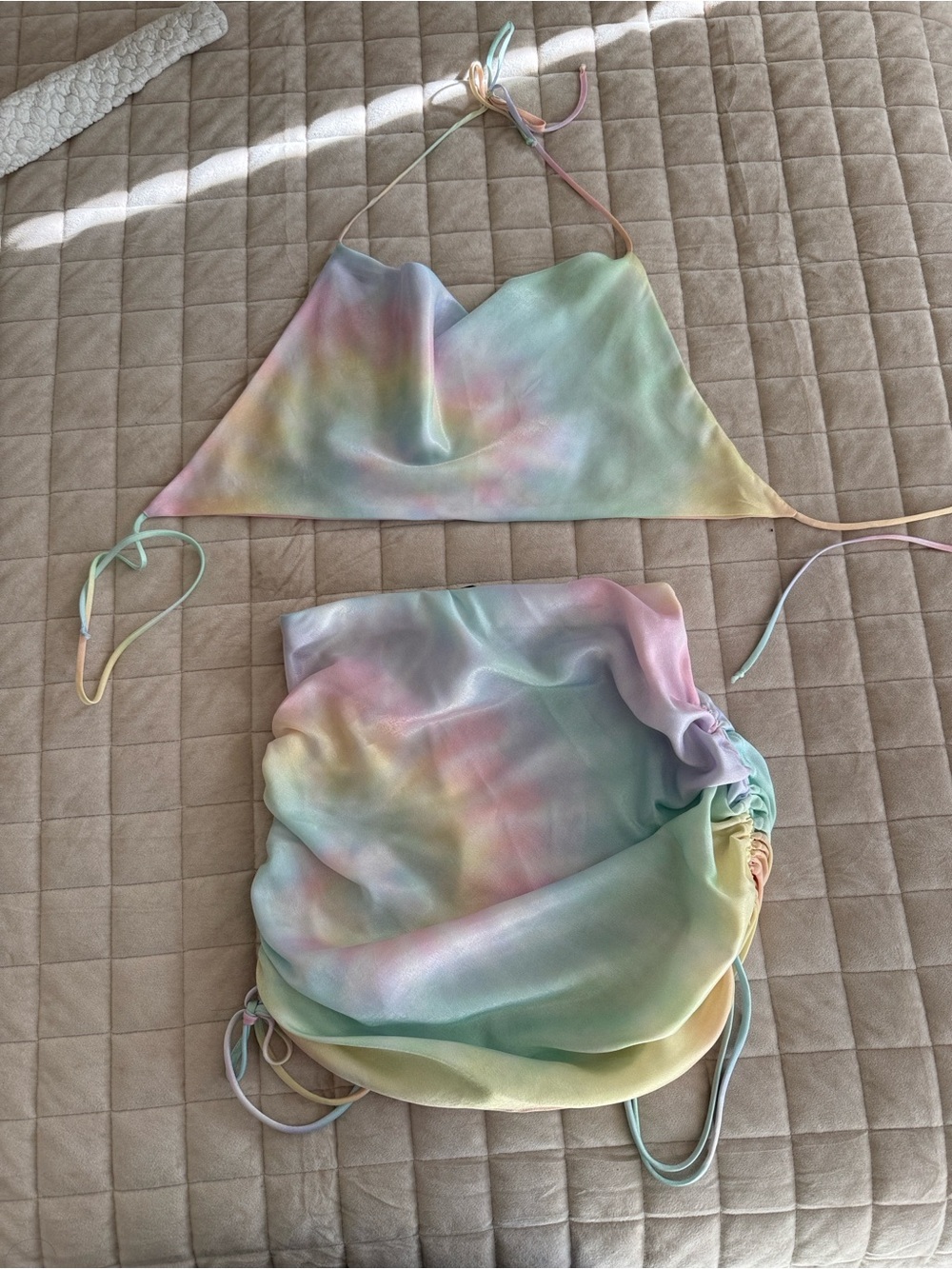 RESA Pastel Rainbow Tie-Dye Halter Set